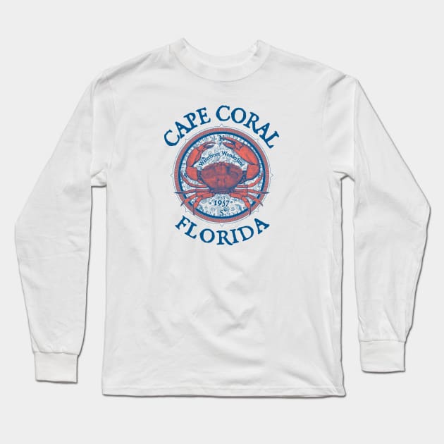 Cape Coral, Florida, Stone Crab on Windrose Long Sleeve T-Shirt by jcombs